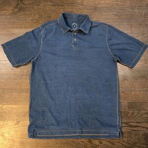 Carbon2Cobalt Men's Blue Polo With Contrast Rust Stitching and Metal Buttons